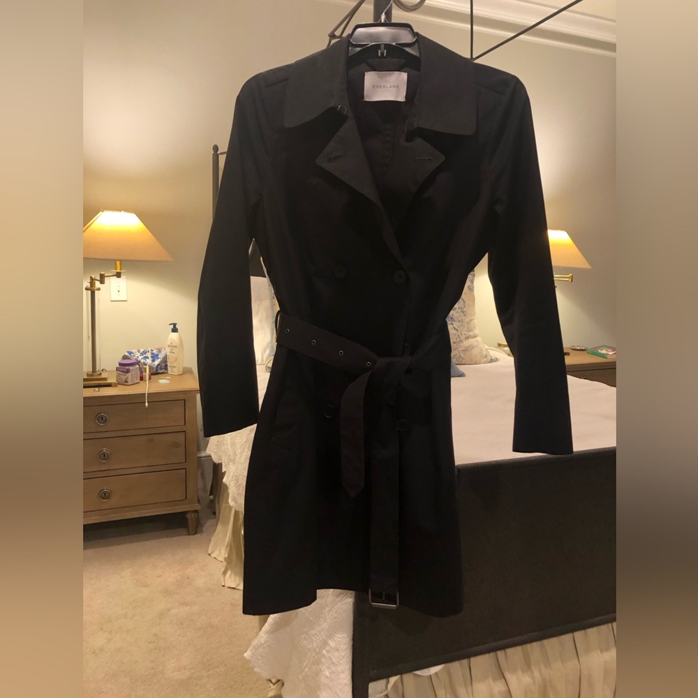 Everlane Classic Black Short Trench Coat